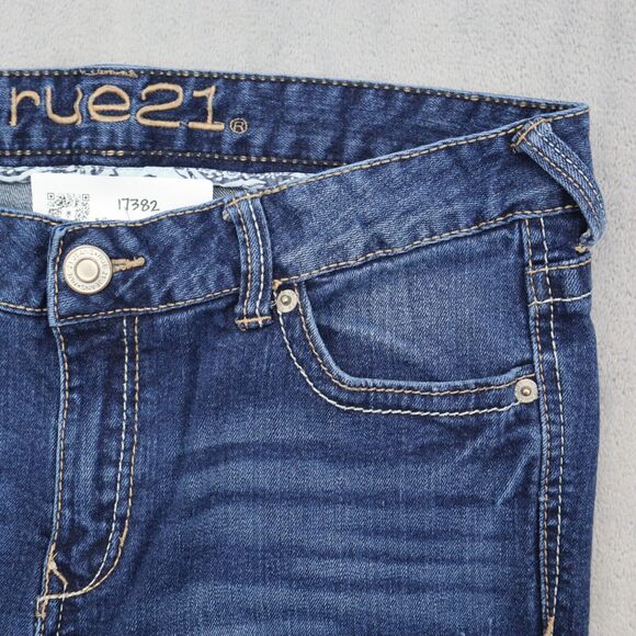 Rue21 Pants Womens 10 Blue Denim Flat Front Mid Rise Boot Pockets Jeans - Picture 13 of 16